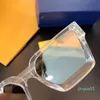 Sonnenbrille mit quadratischem Rahmen, transparente Farbe, für Herren, Goldbesatz