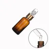 Emballage vide Bouteille en verre brun Collier en or Flacons compte-gouttes à dessus blanc avec couvercle transparent Récipient d'emballage cosmétique rechargeable 5 ml 10 ml 15 ml 20 ml 30 ml 50 ml 100 ml