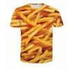 Herren T-Shirts 2022 Sommerprodukte Cooles T-Shirt Pommes 3D-Druck Unisex Kurzarm Harajuku Casual Street