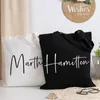 Personalized Custom Name Canvas Market Tote Bag Aesthetic Shopping Eco Frendly Shoulder Grocery Bags With Your Wedding Gift 220707