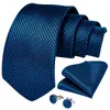 Bow Ties Luxury Blue Black Plaid Silk For Men Designer Tie Accessory Diamond Buckle Wedding Neck Cufflinks Pocket Square SetBow Emel22