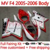 Набор для корпусов для MV Agusta F4 R312 750S 750 1000 R CC S 1000CC 05-06 Bodywork 154NO.10 312 1078 S 1+1 312R 750R 1000R Cowling 2005 2006 MA MV F4 05 06 OEM Обтекания Red White