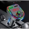 F5 F6 RGB Ambient Light Car MP3 Player Bluetooth 5.0 FM Transmitter Wireless Handsfree Kit مع شاحن مزدوج 3.1A