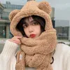 Beanie/Skull Caps Fashion Winter Women Beanies Warm Cute Bear Ear Hat Casual Plush Scarf Set Earflap Earmuff Cold-proof CapsBeanie/Skull