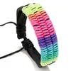 5 style selection Hand weaving Rainbow Leather Bracelet Colorful PU fashion couple hand rope