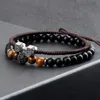 Beaded Strands Trendy Set Men Armband 6mm Nature Onyx Stone Handgjorda flätade hantelarmbandbanglar Kvinnor Barbell Yoga Jewe Lars22