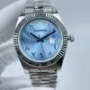 Mens watch Blue Arab middle eastern numbers dial Automatic movement date day Sapphire glass 316L steel case 41mm Uhr