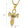 316 Stainless Steel Hip Hop CZ Gold Eye of Horus Pendant Necklace Religious Cross Agypt Ancient Egyptian Charm Necklace The Symbol Life Ankh Pendants