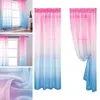 Zasłony zasłony sypialnia czyste zasłony gradient różowy niebieski dekoracje tiulu okno dziewczynki pokój dziecięcy pokój