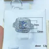 Moda simples luxo anel quadrado espumante jóias 925 prata esterlina completo branco topázio cz zircon diamante feminino noivado finger2585
