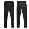 Frauen Motorrad Hohe Taille Elastische Jeans Skinny Fit Bein Bleistift Stretch Hose