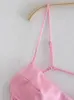 Traf pink long kleiderinnen Frauen ärmellose Satin Slip geschnittene Frau Rückenless sexy Partyschlitz Midi 220520