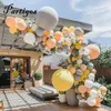 130PCS Macaron Balloon Arch Garland 10 "-36" szary żółty balon z sztucznym liściem na wesele urodziny Dekoracja imprez T200526