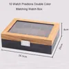 İzle Kutular Kılıflar Çift Renkli Moda Ahşap Ekran Kutusu Organizatörü Üst Ahşap Kılıf Depolama Paketleme Hediye Takı Casewatch