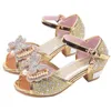 Enfants Filles Talons Hauts Sandales D'été Enfants Petite Princesse Chaussures Avec Arc Filles Fond Mou Confortable Parti Chaussures De Mode G220418