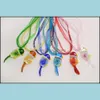 Pendant Necklaces Pendants Jewelry Wholesale 6Color Mixed Color Necklace Handmade Murano Lampwork Glass Animal Inner Flowe Dhogf
