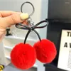 Porte-clés De Luxe Moelleux Rouge Fourrure Pompon Porte-clés Porte-clés Pour Clés De Voiture Élégant Sac Charme Sac À Main Pendentif Mignon Femmes Cadeau OnlineKeychains