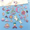 31pcsset Alloy Enamel Flowers Charms Purple Color Animal Pendants Jewelry DIY Accessory Craft Making4466564