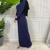 Muslim Polyester Slip Dress Summer Skirt For Ladies Inner Dresses Casual Women Islamic Abaya Long Sleeve Maxi Slim Dress Ethnic