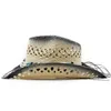 Femme Paille Cowboy Chapeau pour hommes Classic Hollow Out Unisexe Curled Edge Wide Brim Sun Chat Hat de pêche Cap Vintage