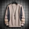 Korea Fashion Classic 2022 Zwart Kaki Patchwork Sweatshirt For Men Sweaters Spring Herfst Casual Hip Hop Streetwear Clothing L220801