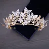 Set di costumi a farfalla di perle di perle di cristallo di lusso Set di gioielli da sposa con collana girocollo floreale Orecchini con diadema 220810