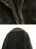 Vêtements d'hiver pour femmes Manteau ample en fausse fourrure Vert foncé Col de costume simple boutonnage Simple mi-longueur Furry Printemps Automne Veste T220716
