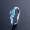 925 srebrny niebieski niebieski CZ Diamond Pierścień Sapphire z oryginalnym pudełkiem Fit Pandora Wedding Pierścionka Walentynkowe Prezent dla kobiet