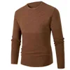 Män Autumn och Winter Solid Color Pleated Loose and Bekväm varm rund hals långärmad tröja småbarnshus L220730