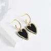 Hoop & Huggie Enamel Black Color Heart Drop Earrings For Women Love Couple Gifts Trendy Korean Simple Cute Romantic JewelryHoop Dale22