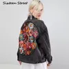 Colorido floral jaqueta bordado jaqueta enorme manga longa moda casaco de mulher casaco multi floral novo outono inverno