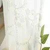 Solid Cotton Linen Embroidery Floral Printed Window Sheer Curtain for Living Room Bedroom Tulle Fabric Modern Ready Made Home Decoration W220421