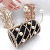 أكياس مسائية vrouwen strass parel luxe مصمم handtas الجوف خارج مساء مخلب حقيبة حزب العشاء kleine محفظة سلسلة رسول حقيبة X560H 220325