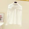 Kadın Polos S-XXL 2022 Bahar Pist Tasarımcısı Beyaz Gömlek Üstleri Moda Kadın Tüvit Patchwork Şifon Boncuklu Püskül Dokuma BluzlarKadın W