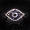 Fashion Diamond Womens Rings Iced Out Devil's Eye Ring S925 Sterling Silver Rings Jewelry