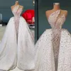 Robe De mariée sirène exquise avec traîne détachable perles cristal robe De mariée paillettes robes De dubaï Vestido De Novia