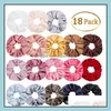 Hair Accessories Tools Products New Fashion Satin Women Girls Solid Color Elastic Bands Sweet Simple Colors Sports Dance Scrunchie Drop De