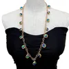 Łańcuchy Y.ing Blue Murano Glass Gold Gold Naszyjnik z długim łańcuchem 29 "Kolorowe modne biżuterię dla kobiet