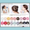 Accessori per capelli Strumenti Prodotti New Fashion Raso Donna Ragazze Tinta unita Elastici Dolci Colori semplici Sport Danza Scrunchie Drop De