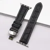 958-2 Universal Soft Watch Bands Needle Pattern Mönster Svettsäkra ultratunna äkta läderrem för Applewatch 5generation