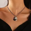 Colares pendentes param de casal emparelhado tai chi para amantes amigos yin yang longa coloração prateada colar jóias de jóias speardsponding