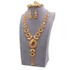Dubai 24k Fashion Gold Jewely Jewelry Juego de joyas para el collar Pendimiento Pulsero Anillo de joyas de boda para mujeres 1376 D3
