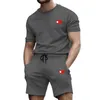 Tasarımcı Mens Trailtsits Yaz Men Set Sweetweit Sweetsuit Casual Düz Renkli T-Shirt Kısa Kollu ve Şort 2 Parça Setleri Moda Fitness Joggers Eğitim