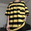 Hip Hop Stripe Youthful Vitality Short Slevees T Shirt Harajuku Loose Unisex Punk Style Casual Top Kpop Pullover Streetwear 220613