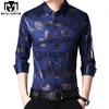 MIACAWOR Business Casual Shirts Men Fashion Print Slim Fit Dress Shirt Long Sleeve Camisa Masculina Plus Size Clothes C457 220322