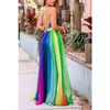 LGBTQ robes décontractées LGBT nouveauté Chic Design robe en maille arc-en-ciel couleur Spaghetti sangle été plage Maxi Vestidos décontracté