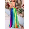 Vestidos casuais lgbtq lgbt novidade chic design vestido de malha arco -íris spaghetti strap verão praia maxi vestidos casual