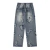 Mode Wide Been Broek 3D Geborduurde Denim Jeans Mannen Hip Hop Streetwear Herfst Winter Kleding 220328