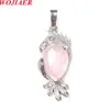 Animal Parrot Man pendente de pedra natural reiki rosa quartzo gota de cristal colar jóia de jóias para mulheres be913