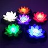 LED -vattentät flytande lotusljus batteridriven liljblommor önskar nattlampa pool trädgård fisk tank bröllop dekoration